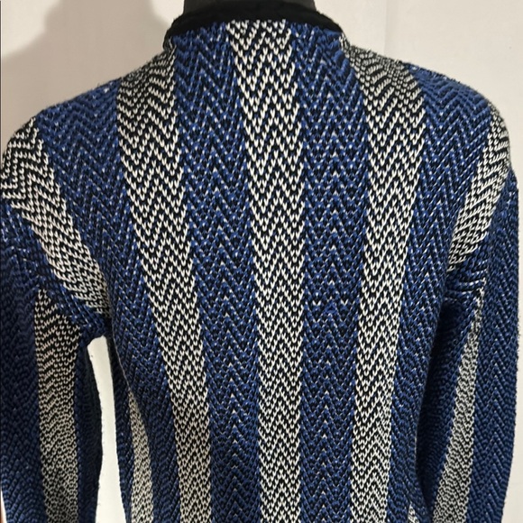Verve Ami Black, White and Blue Striped Sweater Coat. Size S. - Picture 9 of 12